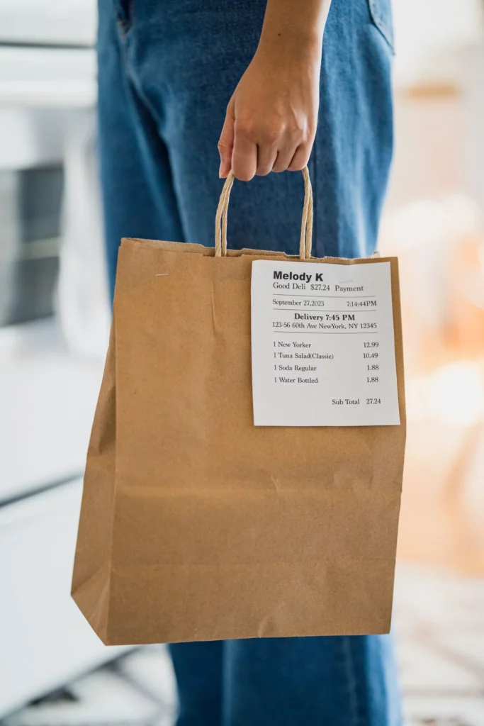 Takeout paper bag - illustrative stock photo